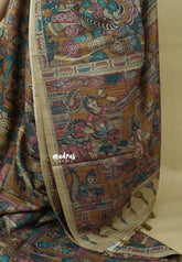 Honey Brown - Roopa  - Premium Tussar Silk with Kalamkari Depiction